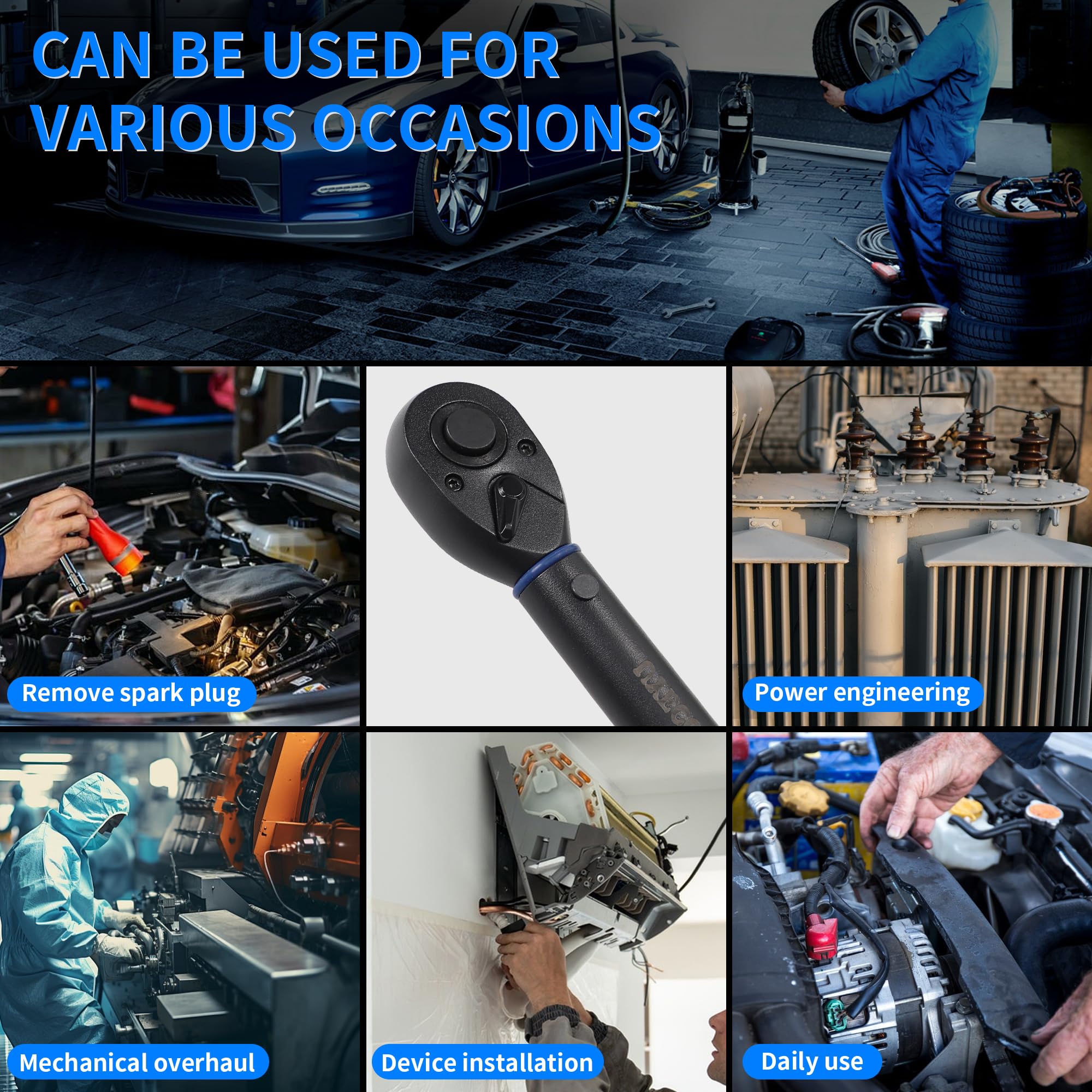 Torque Wrench Set 1/4 5-25Nm, 3/8 20-120Nm, 1/2 40-220Nm, 72 Tooth Dual-Direction Reversible Click Torque Wrenches for Bike Motorcycle, Car, Truck