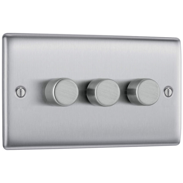 BG Electrical Cooker Switch with Socket and LED, Cooker Control Unit, Control Socket, Double Pole, Raised Profile, Round Edges, Nexus Metal, Brushed Steel, Grey Inserts, 45A, NBS70G