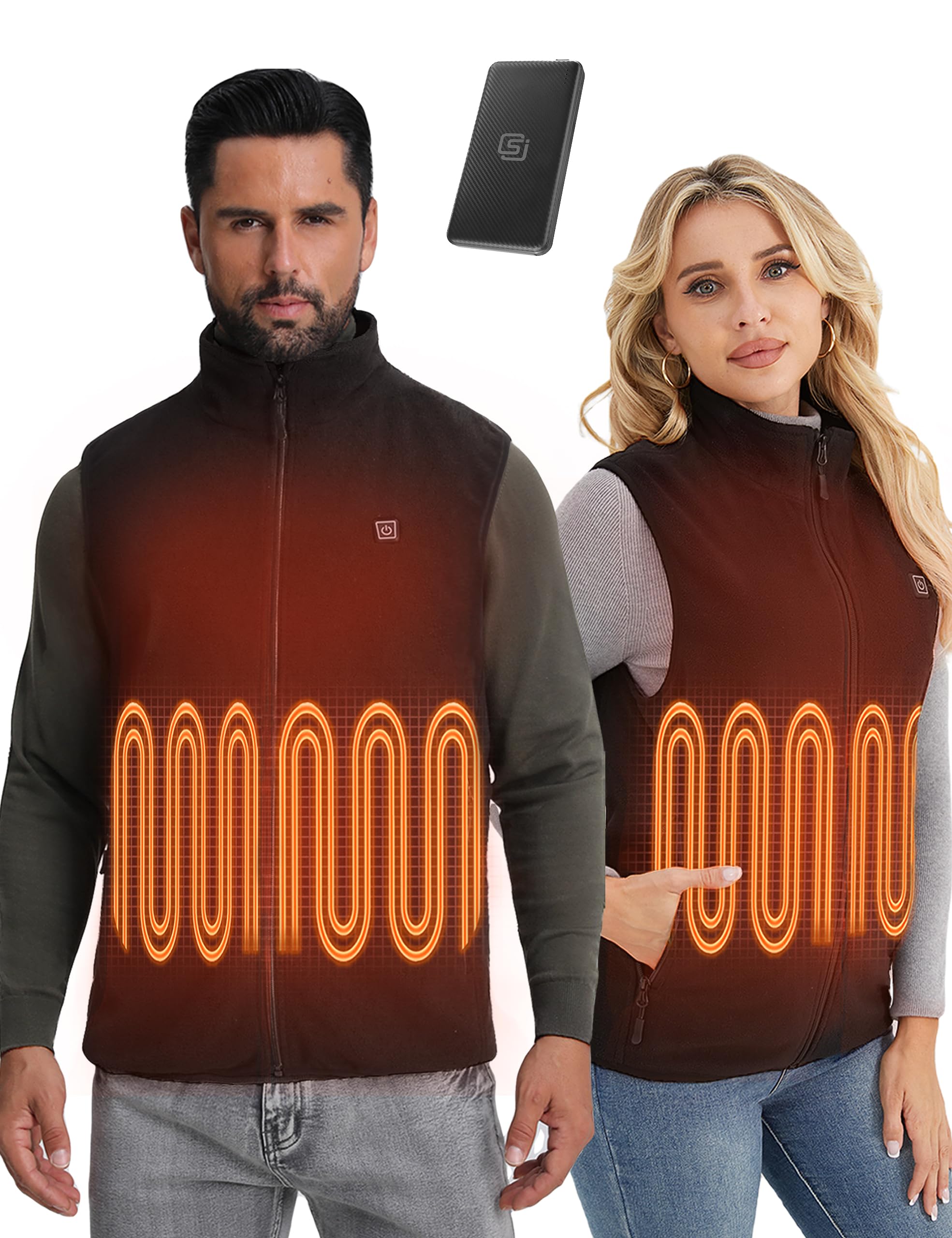 Heated Gilet for Men Women(Power Bank Included), Heated Vest with 3 Temperature, Heated Body Warmer Heated Jacket for Outdoor