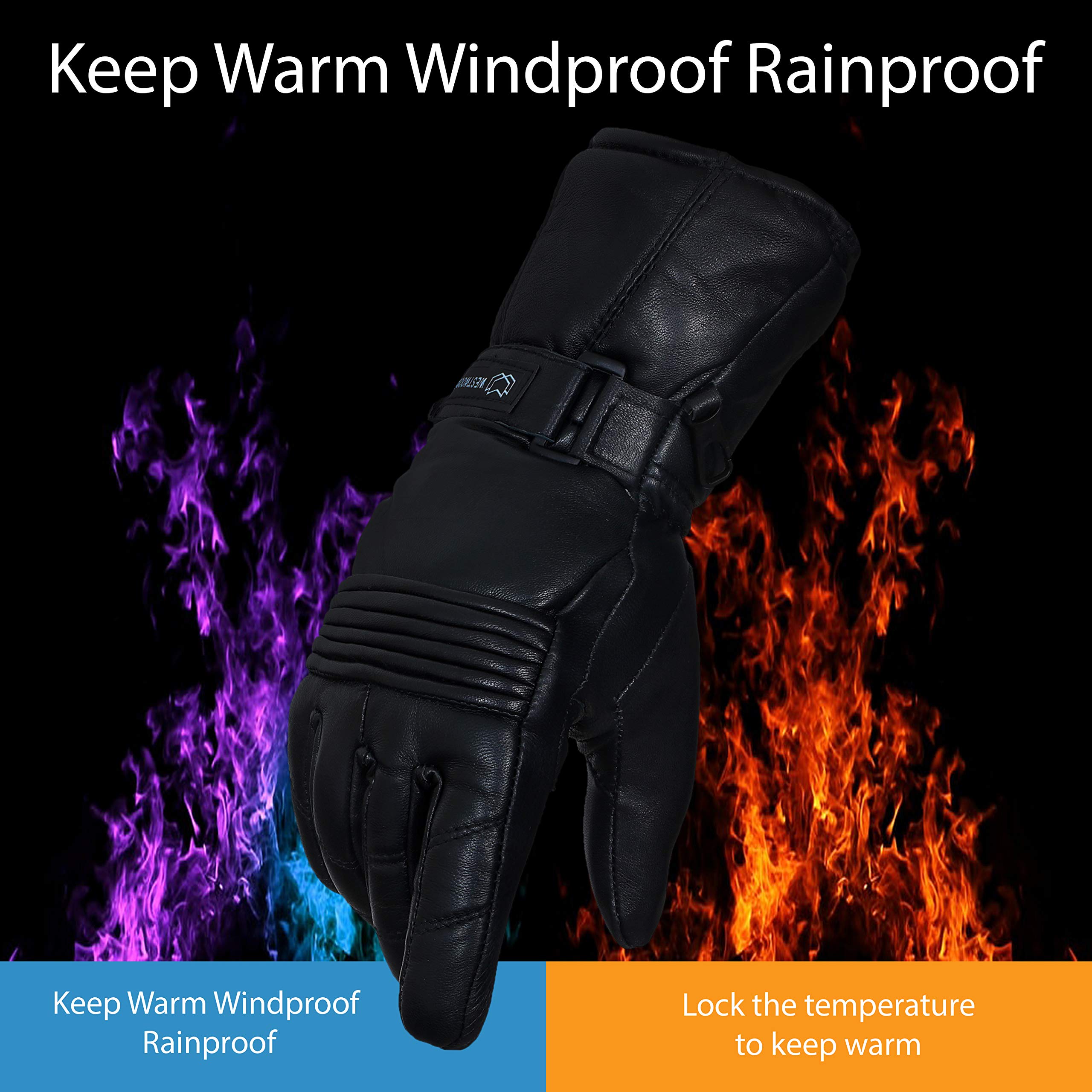 WESTWOOD FOX Motorbike gloves Thinsulate Thermal Motorcycle Leather Gloves Waterproof Winter Summer, mens gloves.