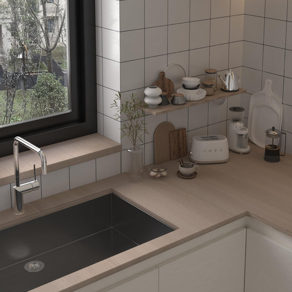 JSEVEM 40CM×3M Air Guide Design Extra Thick Beige Light Brown Wood Wallpaper Peel and Stick Waterproof Brown Wood Contact Paper Vinyl Self Adhesive Matte Textured Furniture Sticker for Kitchen Cabinet