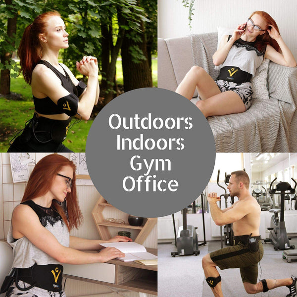 VEOFIT Ab Toning Belt EMS Electrical Muscle Stimulator Trainer: slims, tones and strengthens Abs, Arms, Thighs and Glutes muscles, Men & Women,