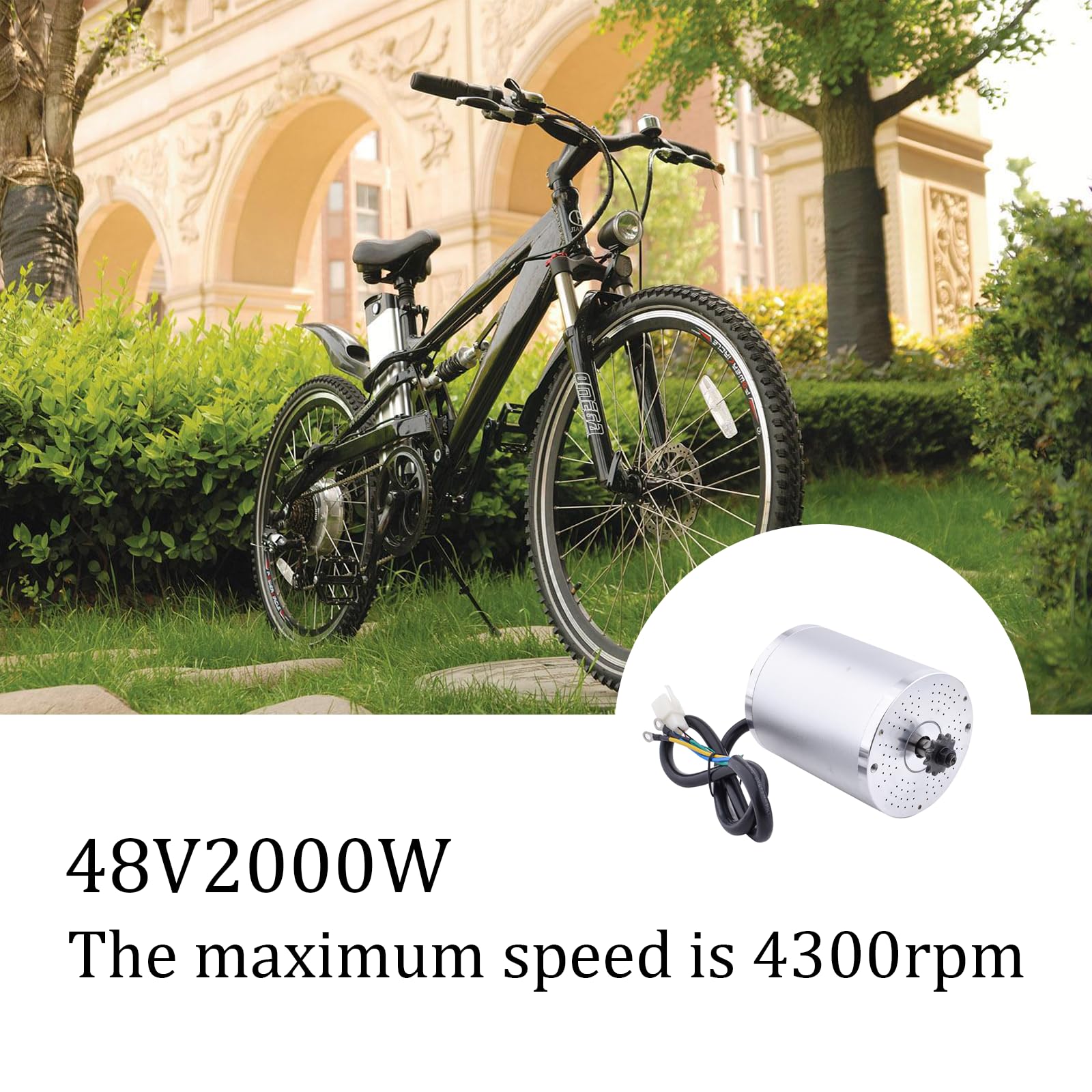 Kunray 48V 2000W Electric Go Kart Motor 4300RPM Electric Motor Kit High Speed Brushless DC Motor with 3 Speed Twist Throttle, Electric Dirt Bike Motor, for Scooter Motorcycle DIY Part (No Bracket)