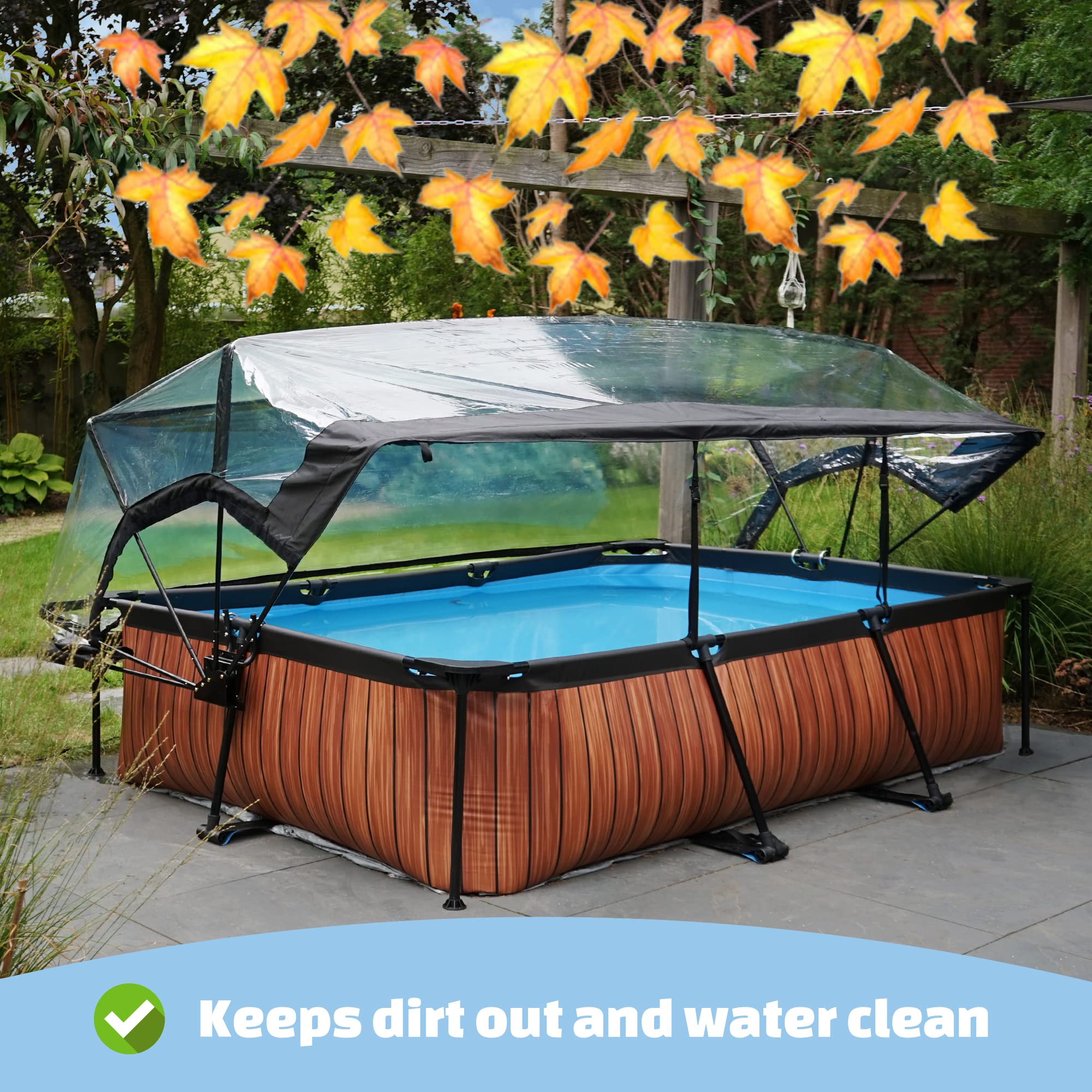 Pool Dome 10x6.6ft - Universal for Rectangular Pools - Keeps Water Warm and Clean - Protects Against Wind and Debris - Excellent Customer Service - Suitable for EXIT and Other Frame Pools