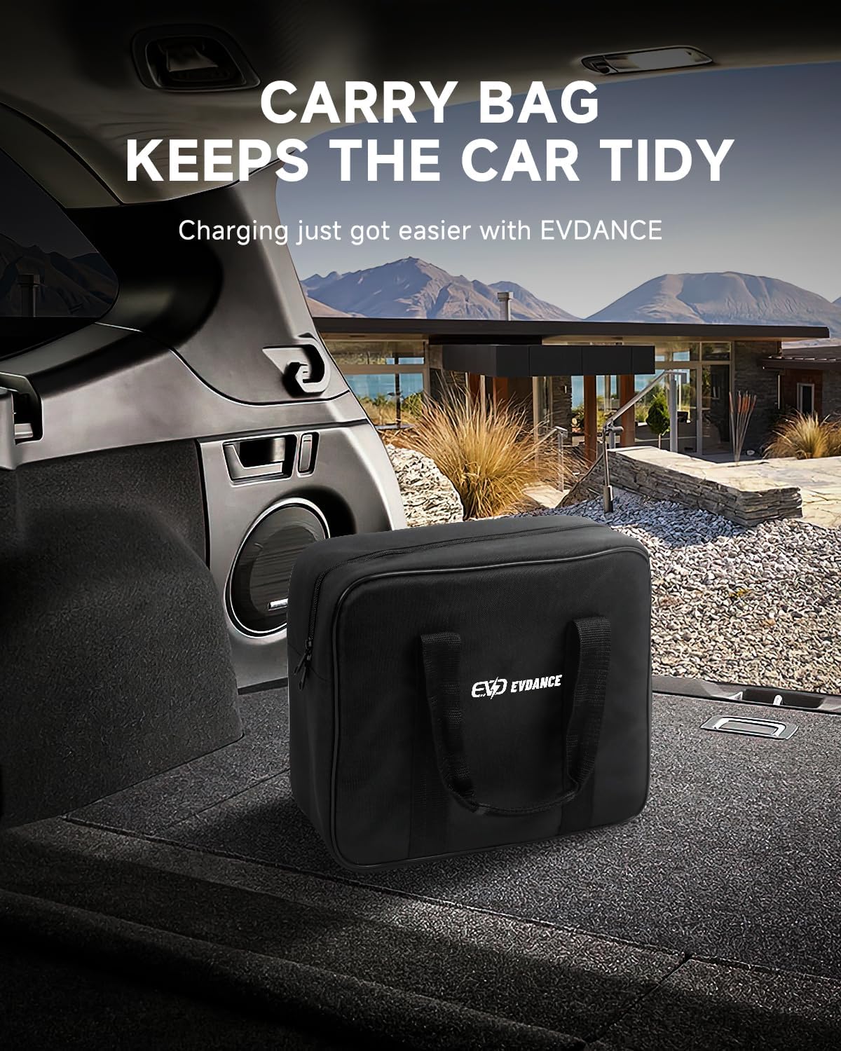 EVDANCE EV Charger Cable Type 2 to 3 Pin Plug 20ft/6.1m [6/8/10/13A] Current Adjustable Portable Electric Car Charger with 0-12h Time Delay, IP66, Type 2 Charging Cable for EV & PHEV, Black