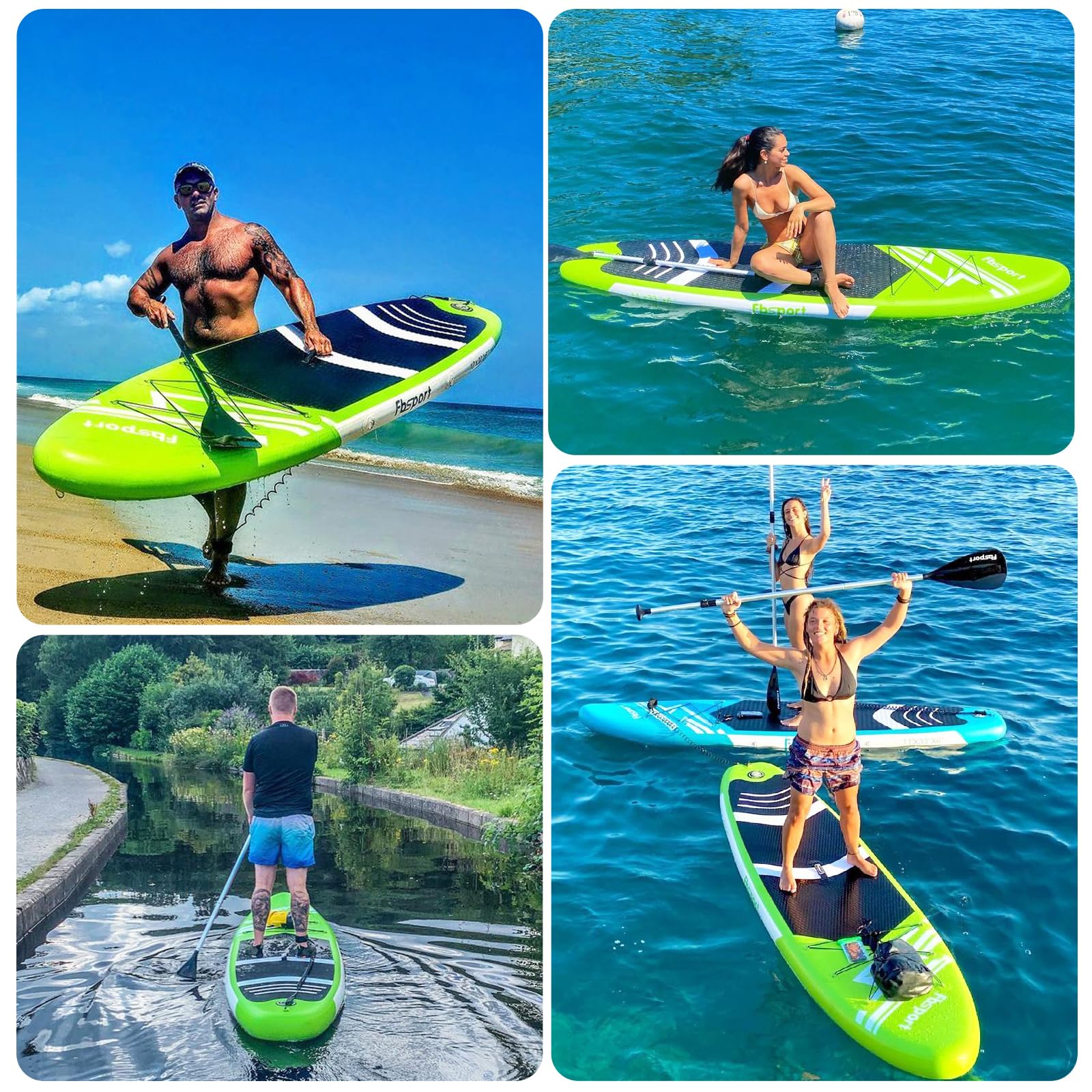 FBSPORT Inflatable Stand Up Paddle Boards,SUP Board,6" Thick Stand Up Paddle Boarding,Paddling Board for Youth & Adult,Surfboard,SUP with Adjustable Paddle/Backpack/Pump/Removable Fin