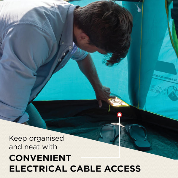 Coleman Tent Octagon, 6 Man Festival Dome Tent, 6 Person Family Camping Tent with 360° Panoramic View, Stable Steel Pole Construction, Sewn-in Groundsheet, 100 Percent Waterproof