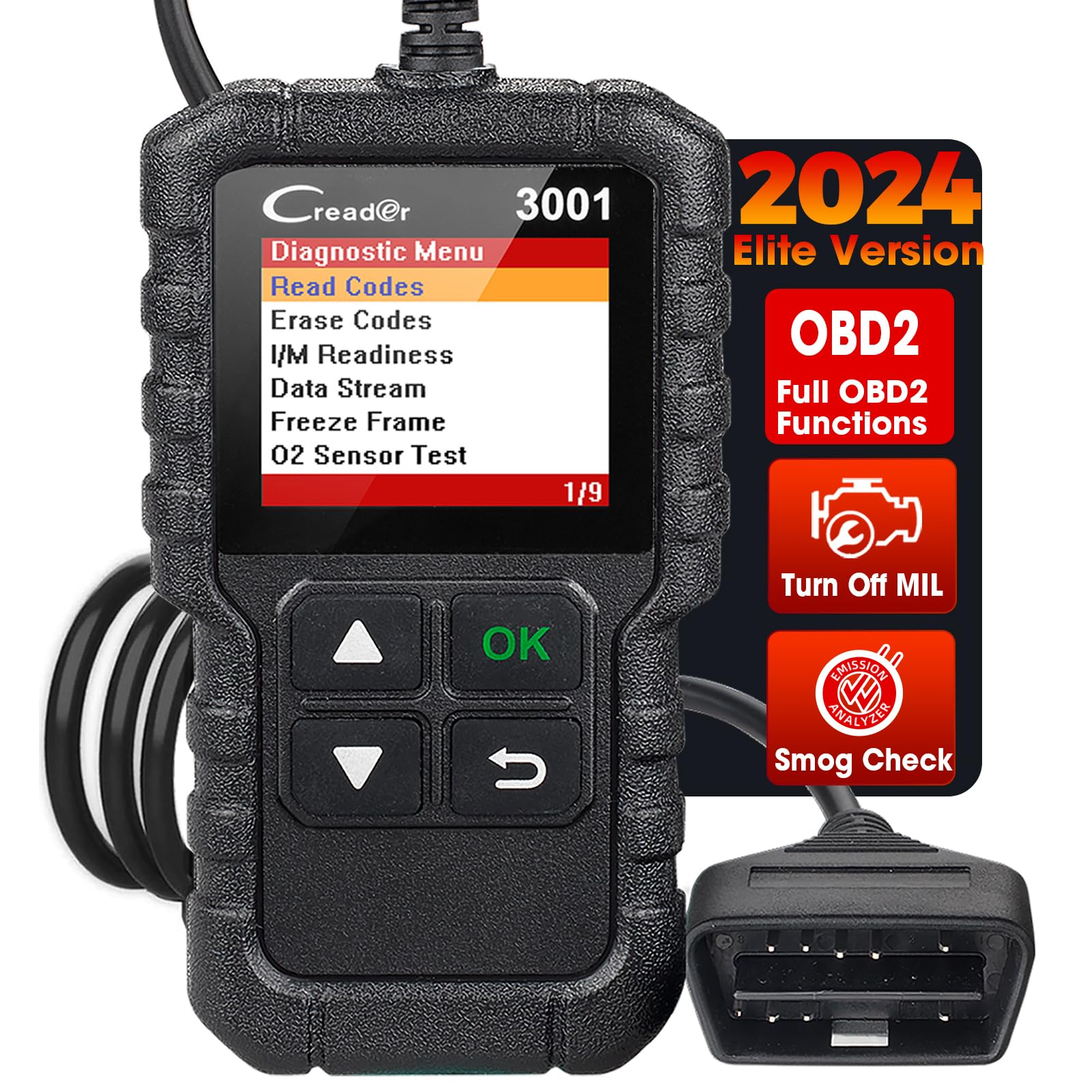 LAUNCH Creader 3001 OBD2 Scanner Automotive car diagnostic tool with Full OBD2 Functions Check Engine Light O2 Sensor Systems Engine Fault Code Reader