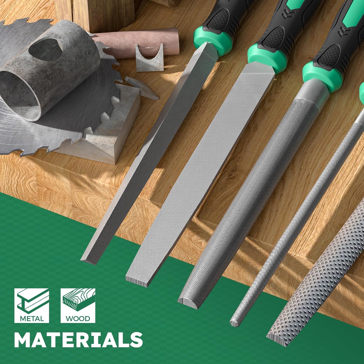 Tonmifr Professional Metal File Set 34Pcs Industrial Grade High Carbon Steel,5 Shapes (Flat/Half Round/Round/Triangle/Square) for Hardened Steel, Metalworking Tools with Storage Case,14 Needle Files