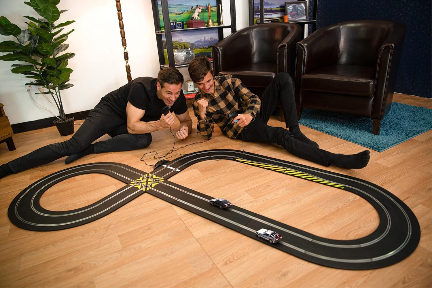 Scalextric Racing Track Sets for Kids - 1980s TV Back to the Future vs Knight Rider Speed Track - Electric Race Tracks for Boys & Girls 5+, Slot Car Race Tracks - 1:32 Scale Mini Car Racing Sets