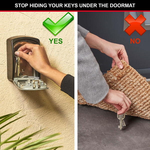 MASTER LOCK Extra Large Key Safe Wall Mounted, XL 106 x 146 x 53 mm, Outdoor, Mounting Kit, for Home Office Industries Vehicles, Black & Silver