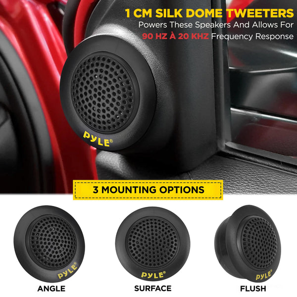 Pyle 2-Way Component Speaker System – 16.5cm, 400W, Electroplated Basket, Butyl Rubber Surround, 1.13kg Magnet, Wire Installation Kit – PLG6C, Yellow