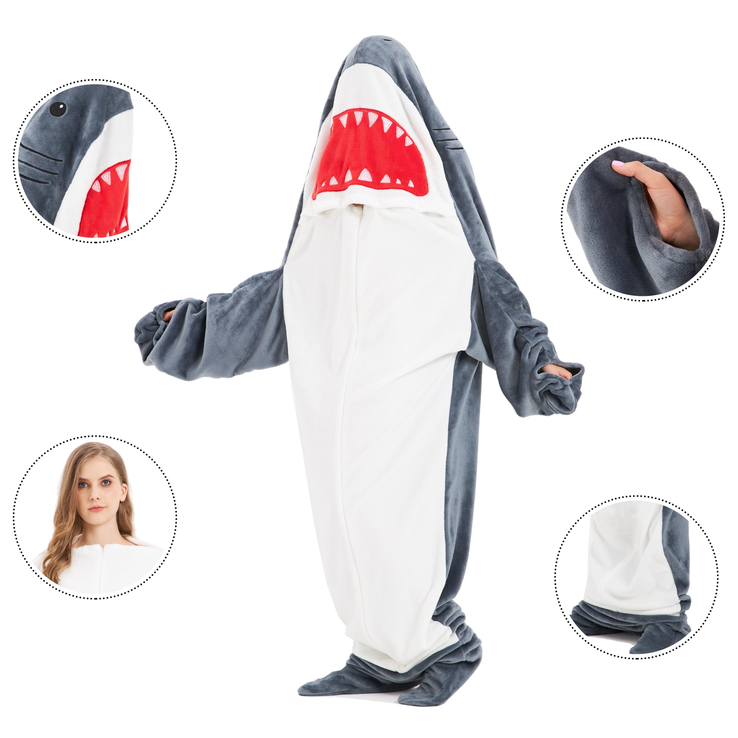 Olivia Rocco Animal Oversized Wearable Blanket Hooded Fleece Hoodie Blankets with Sleeves Soft Warm Extra Long Plush Winter Sweatshirt Loungewear One Size