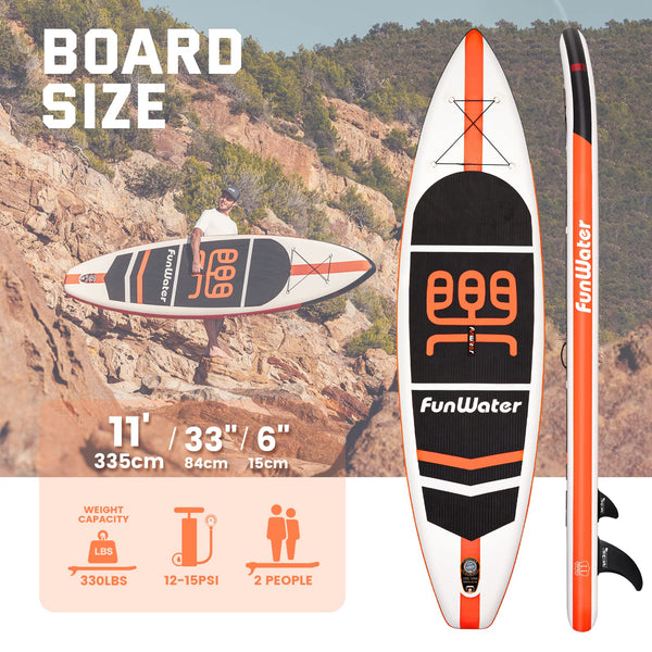 FunWater SUP Inflatable Stand Up Paddle Board 11'6"/11'/10'5" Ultra-Light with Inflatable Board,ISUP Accessories,Three Fins,Adjustable Paddle, Pump,Backpack, Leash,Waterproof Bag