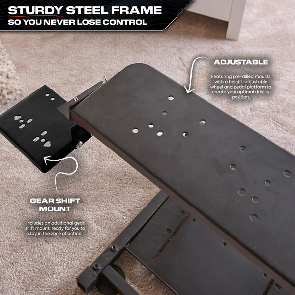 X-Rocker Steering Wheel Stand, Foldable Racing Wheel Stand with Seat Fixing Rod, Adjustable Height, Adjustable Angle, Suitable for Logitech, XBOX, Madcatz, Playstation, Racing Wheel Stand - Black