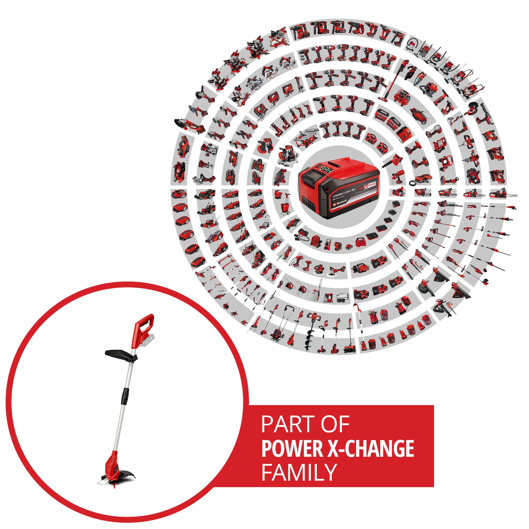 Einhell Power X-Change 18/24 Cordless Strimmer - 18V Lightweight Battery Grass Trimmer With 20 x Blades, 24cm Cutting Width - GC-CT 18/24 Li Solo