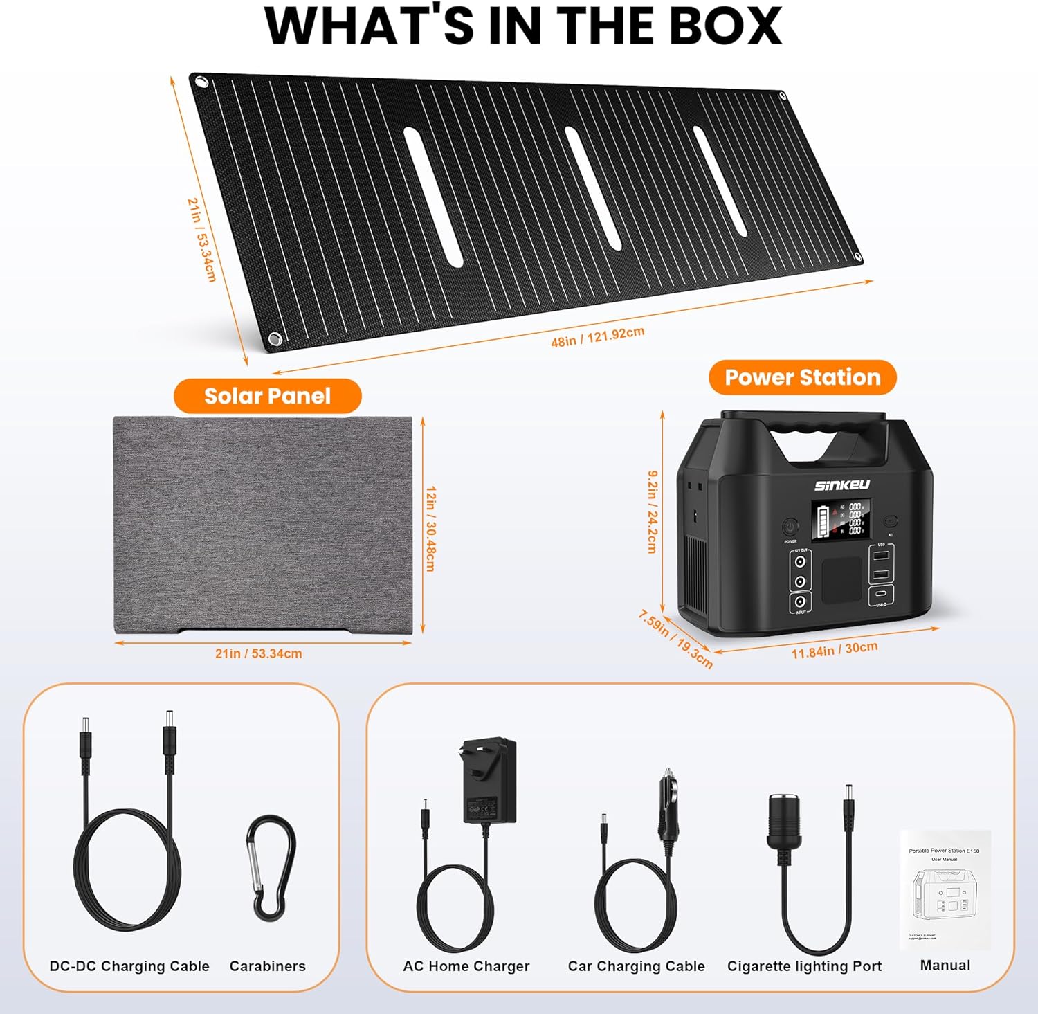 SinKeu 96Wh Portable Power Station with Solar Panel 40W, 30000mAh LiFePO4 Battery Solar Generator has 230V 150W AC Outlet/12V DC/USB, Backup Power for Camping Picnics Garden & Home Emergency