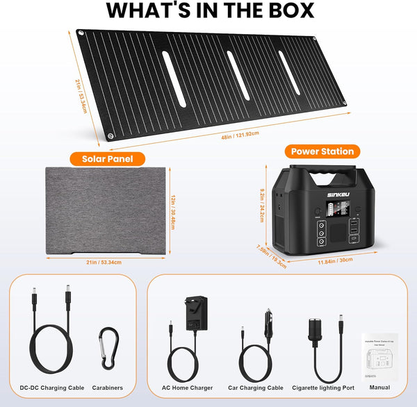 SinKeu 96Wh Portable Power Station with Solar Panel 40W, 30000mAh LiFePO4 Battery Solar Generator has 230V 150W AC Outlet/12V DC/USB, Backup Power for Camping Picnics Garden & Home Emergency