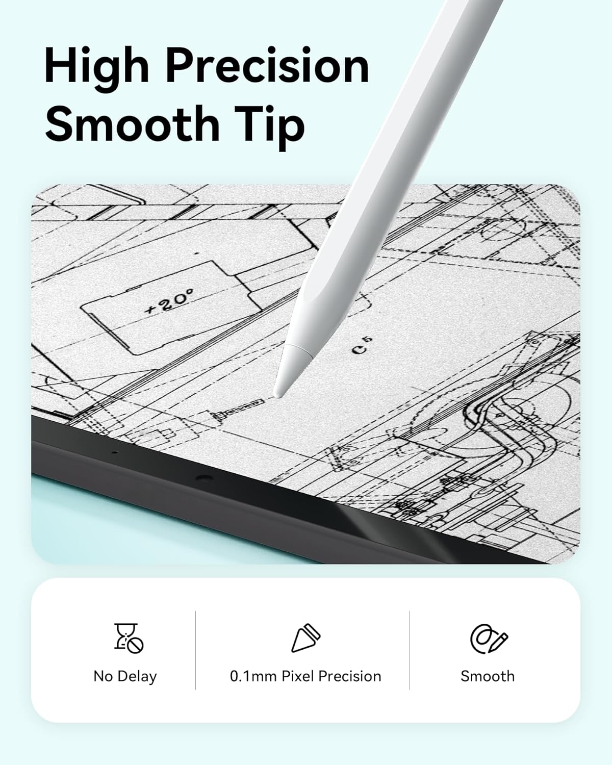 Metapen Pencil Air8 for Apple iPad 2018-2025, (20H Battery Life), 2Min Fast Charge, High Precision Stylus Pen for iPad 11 A16/10/9/8/7/6th Gen, Pro 12.9/11/13 Inch M4, Air 3/4/5/M2/M3 (White)