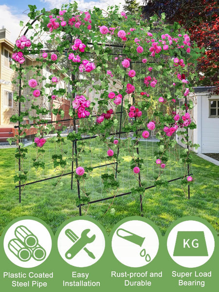 7 Feet Garden Arch Trellis for Climbing Plants, Kalolary Extra Tall Garden Tunnel Trellises Metal Squash Arbors Plant Support for Climbing Vines