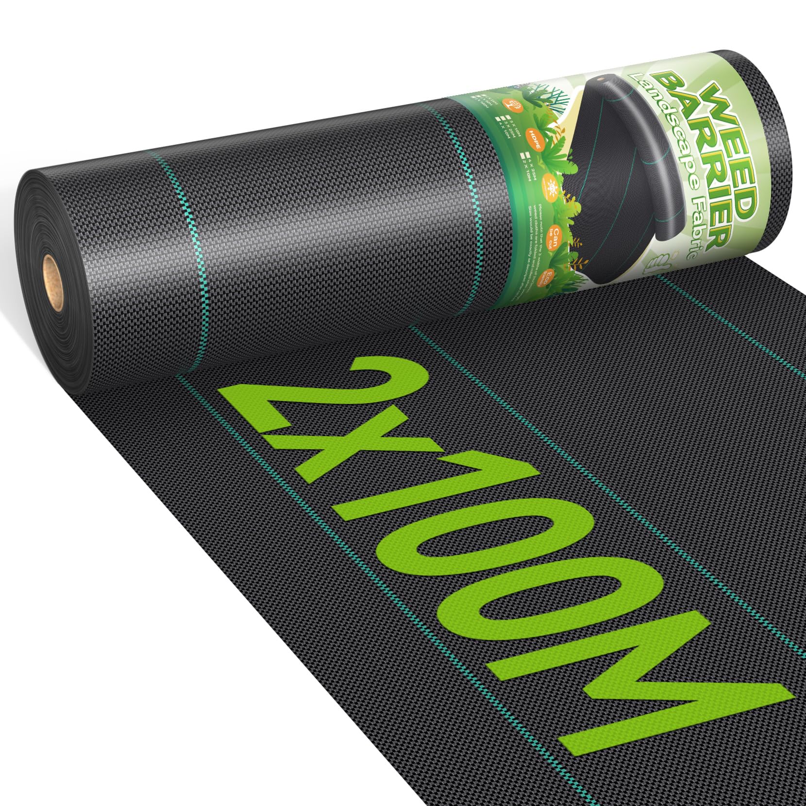 iropro 2m x 100m Heavy Duty Weed Control Membrane Garden Weed Barrier Fabric for Landscaping Driveway Gravel Artificial Grass Lawn Underlay Black