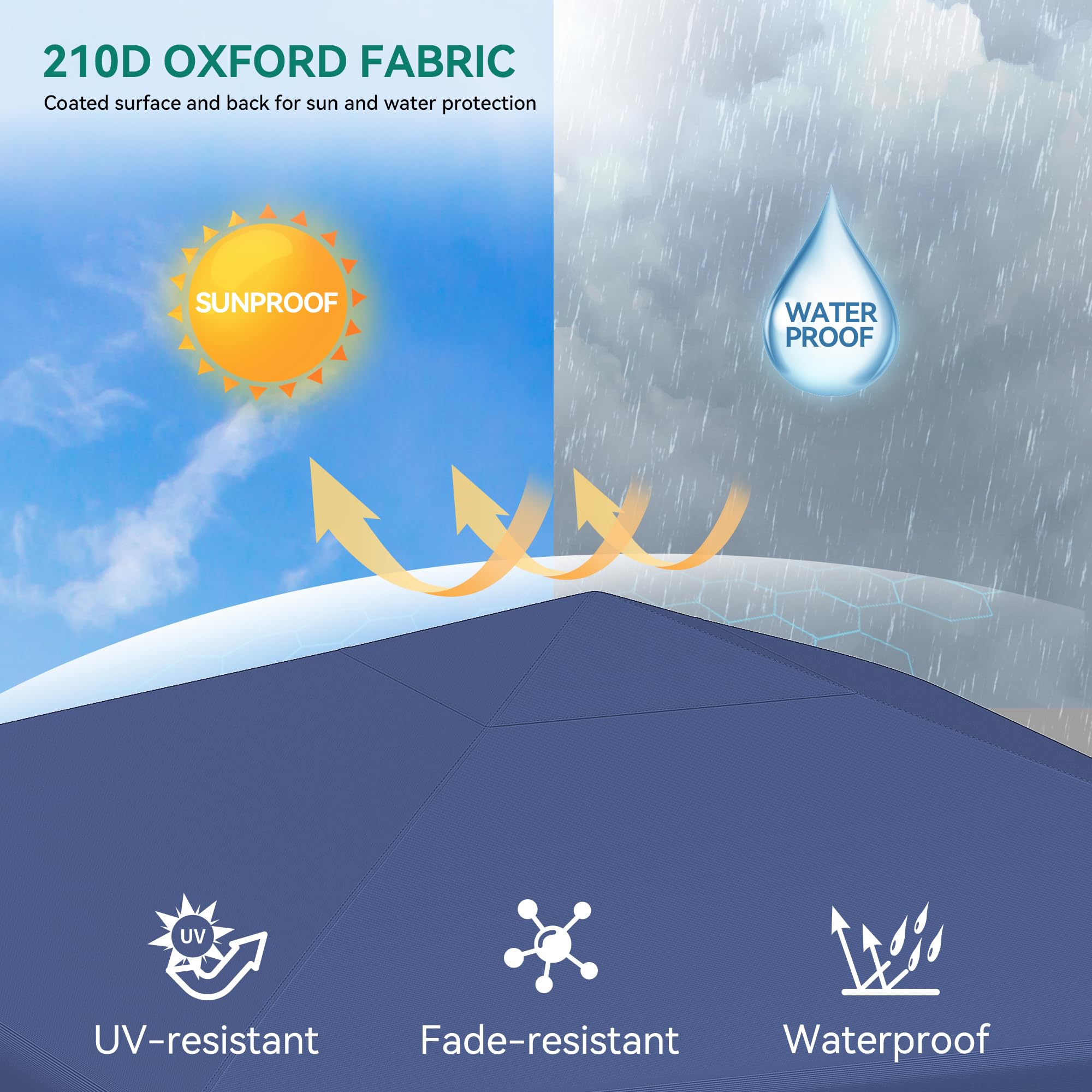 YITAHOME 3x3M Outdoor Pop Up Gazebo with Sides and Windows, Waterproof Folding Garden Canopy All Seasons Camping Gazebo Anti-UV with Adjustable Height Stakes Rope Carry & Weight Bags for Party Event