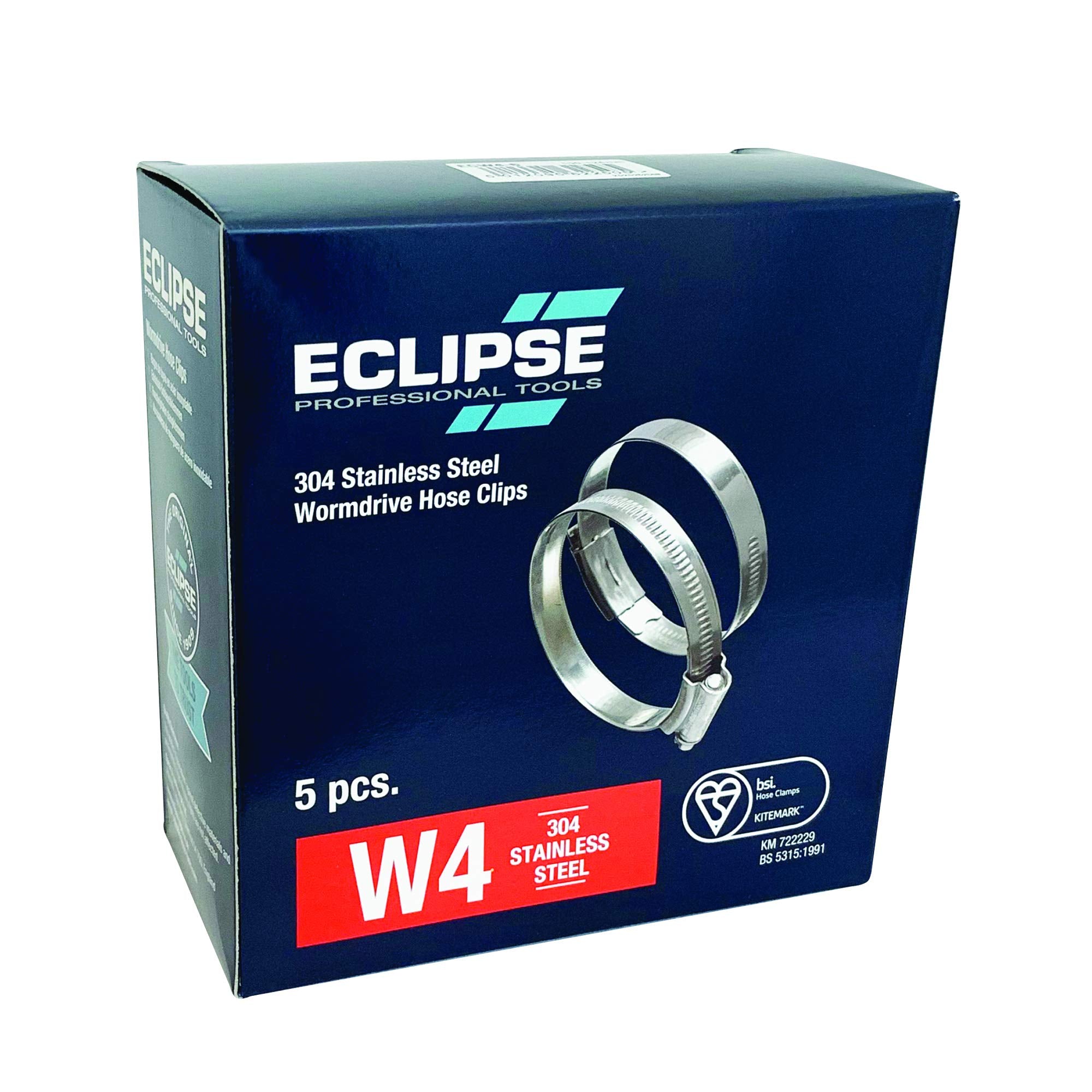 Eclipse Professional Tools ECW1-2A W1 Box of 10 35-50mm (1 ⅜" - 1 ¾") Mild Steel Worm Gear Hose Clamps