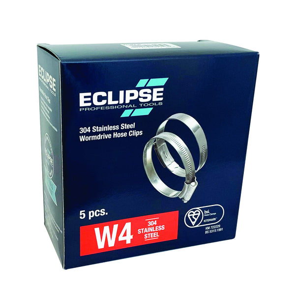 Eclipse Professional Tools ECW1-2A W1 Box of 10 35-50mm (1 ⅜" - 1 ¾") Mild Steel Worm Gear Hose Clamps
