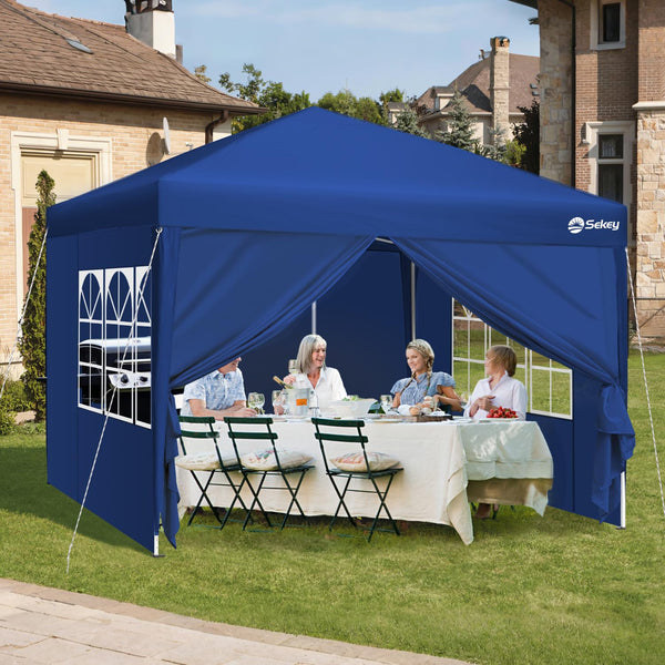 Sekey One-Touch Pop Up Gazebo with Sides 3m x 3m, Heavy Duty Gazebo with 4 Pack Gazebo Weights Bags, Instant Setup, Waterproof 1000mm (Grau, 3m x 3m without Sides)