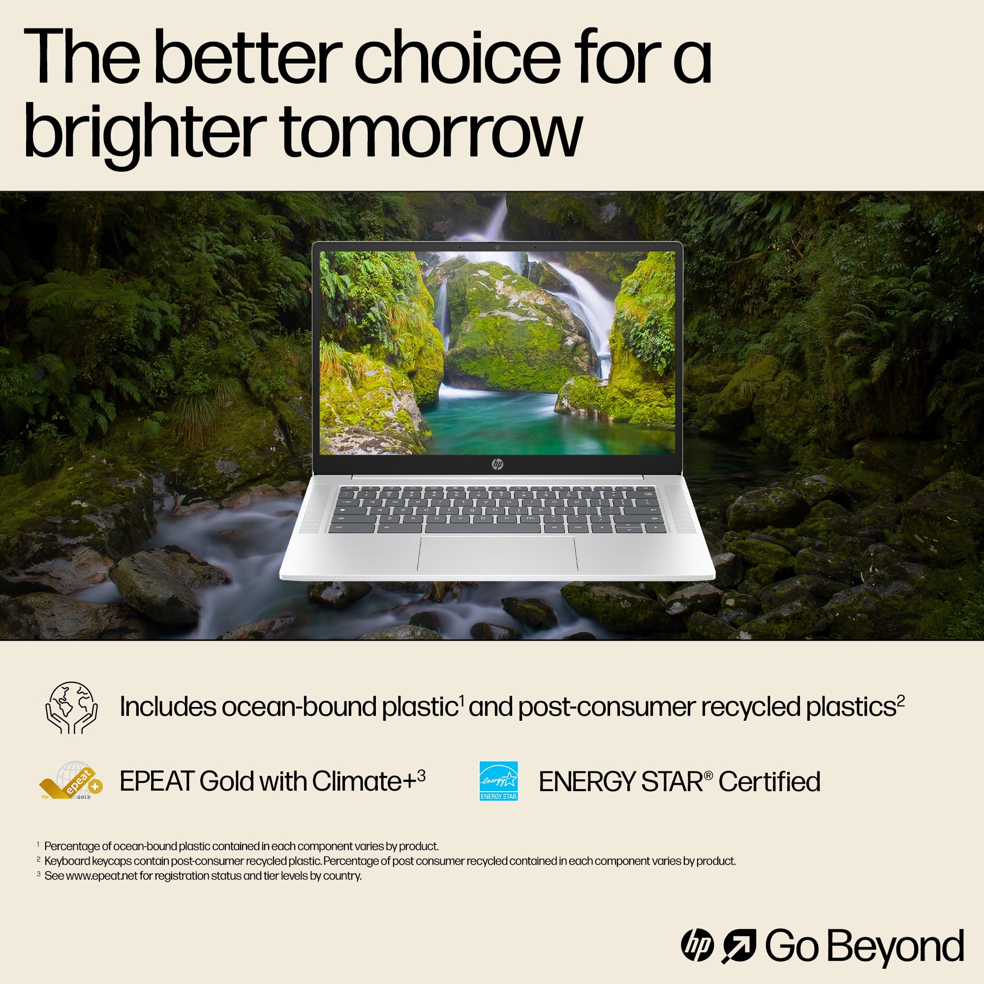 HP Chromebook 14" | Intel Processor N100 Processor| 4 GB RAM | 128 GB Flash Storage | Intel UHD Graphics | HD Display | Up to 12hrs battery | Chrome OS | Dual Speakers | Glacier Silver | 14a-nf0002sa