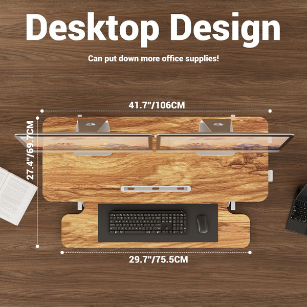 ERGOMAKER Standing Desk Converter, 36"/91cm Wide Height Adjustable Quick Sit to Stand Up Desk Riser for Dual Monitor