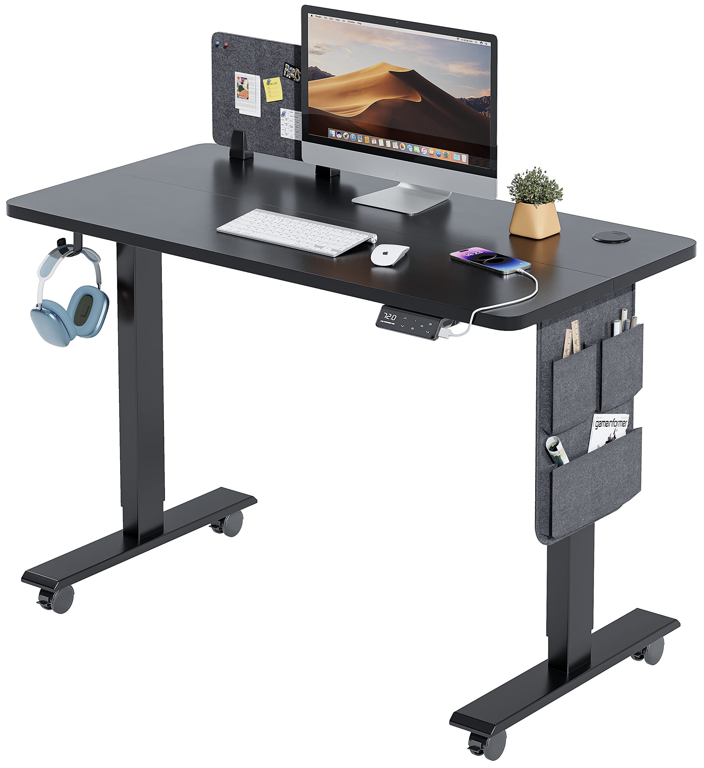 MAIDeSITe Height Adjustable Standing Desk Electric Standing Desk Sit Stand Desk Stand Up Desk with Cable Tray 120 * 60cm Desktop for Home Office