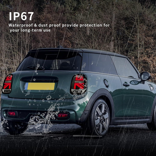 Archaic Union Jack Rear Lights for Mini Cooper One F55 F56 F57 2014-2021, with Sequential Turn Signal Light, Plug&Play, Pair