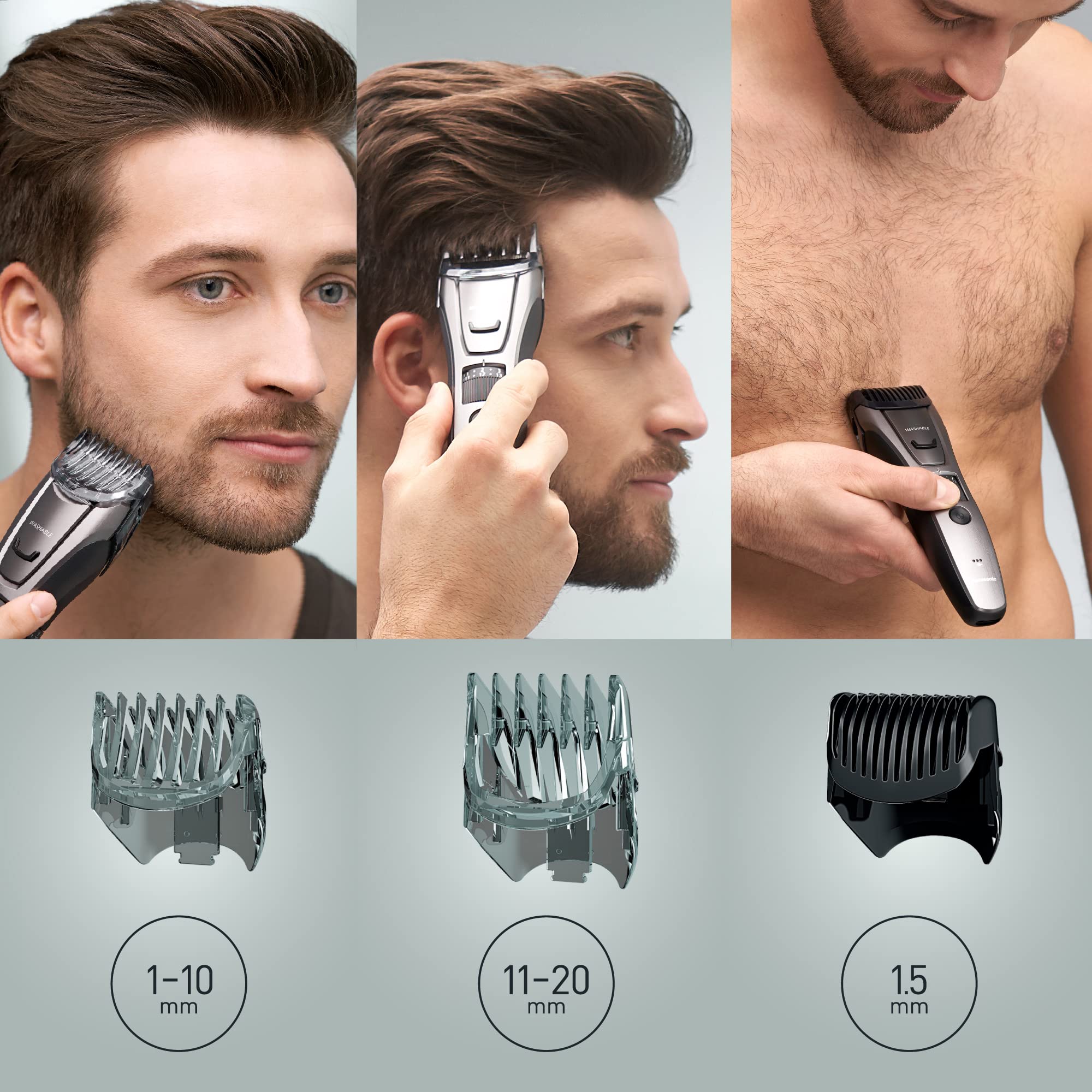 Panasonic ER-GB62 Wet & Dry Electric Hair, Beard & Body Trimmer for Men with 40 Cutting Lengths, Black