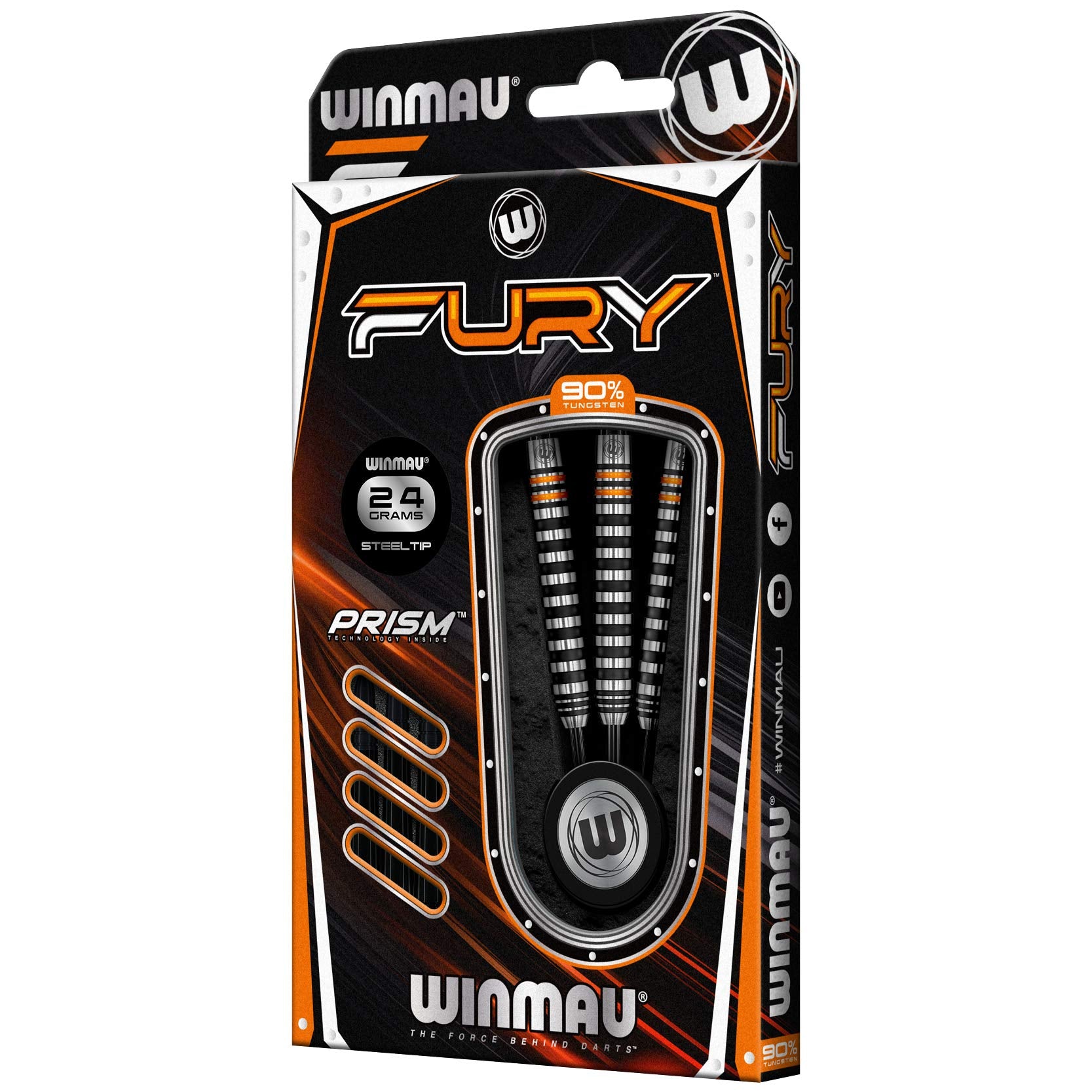 WINMAU Fury 22-28 Gram Tungsten Darts with Prism Flights and Vecta Shafts (Stems)