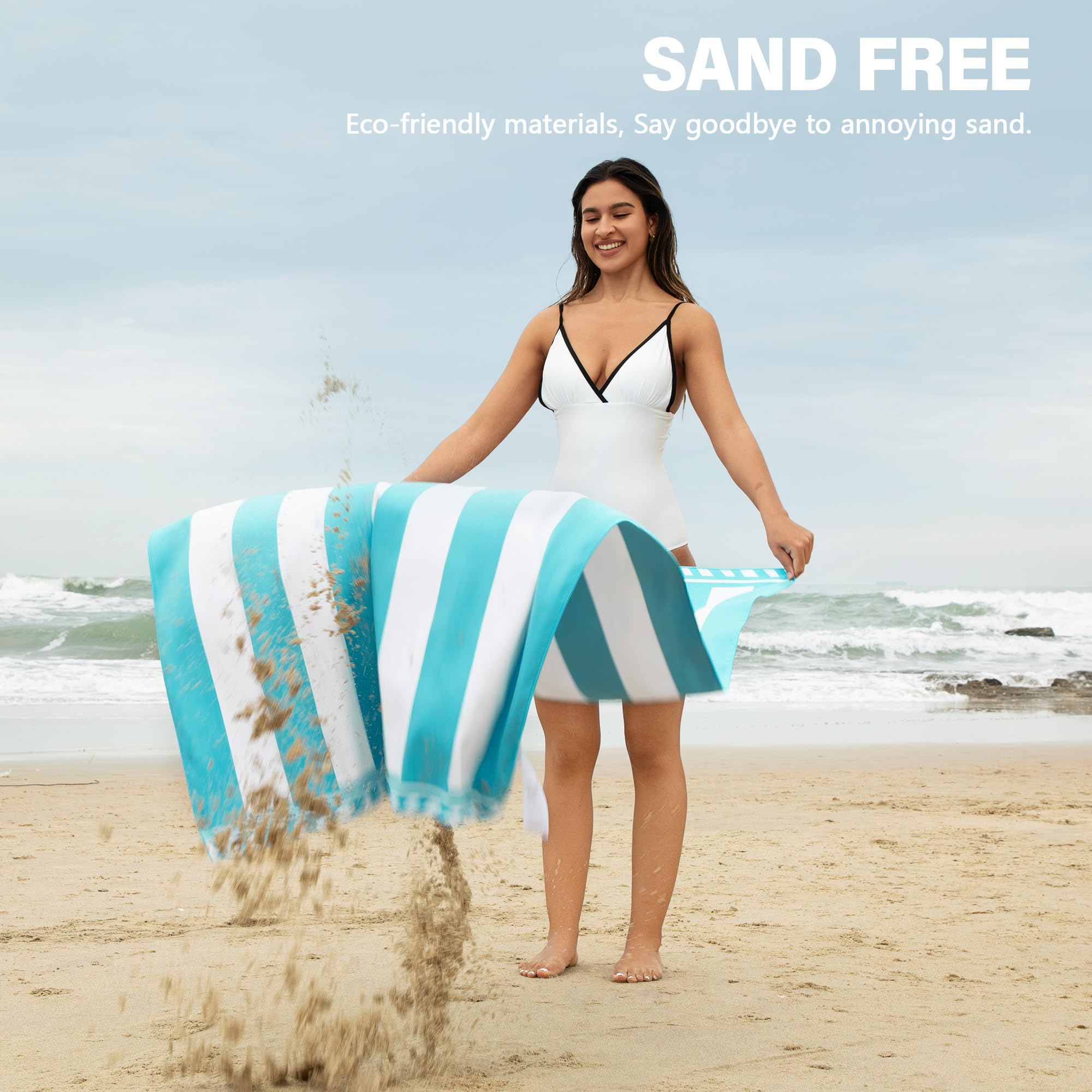 Winthome Beach Towel, Extra Large Microfibre Beach Towel for Adult, Double Sides Sand Free Quick Dry lightweight Travel Swimming Towel(Pink + Green, 90×180cm - 2 pack)