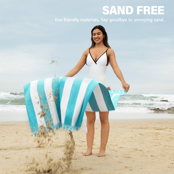 Winthome Beach Towel, Extra Large Microfibre Beach Towel for Adult, Double Sides Sand Free Quick Dry lightweight Travel Swimming Towel(Pink + Green, 90×180cm - 2 pack)