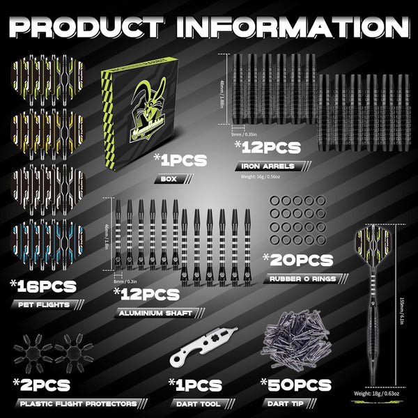 MageRabbit Soft Tip Darts - 12pcs 18g with 50 Extra Tips & 16 Flight Protectors, Includes Wrench for Electronic Dart Board