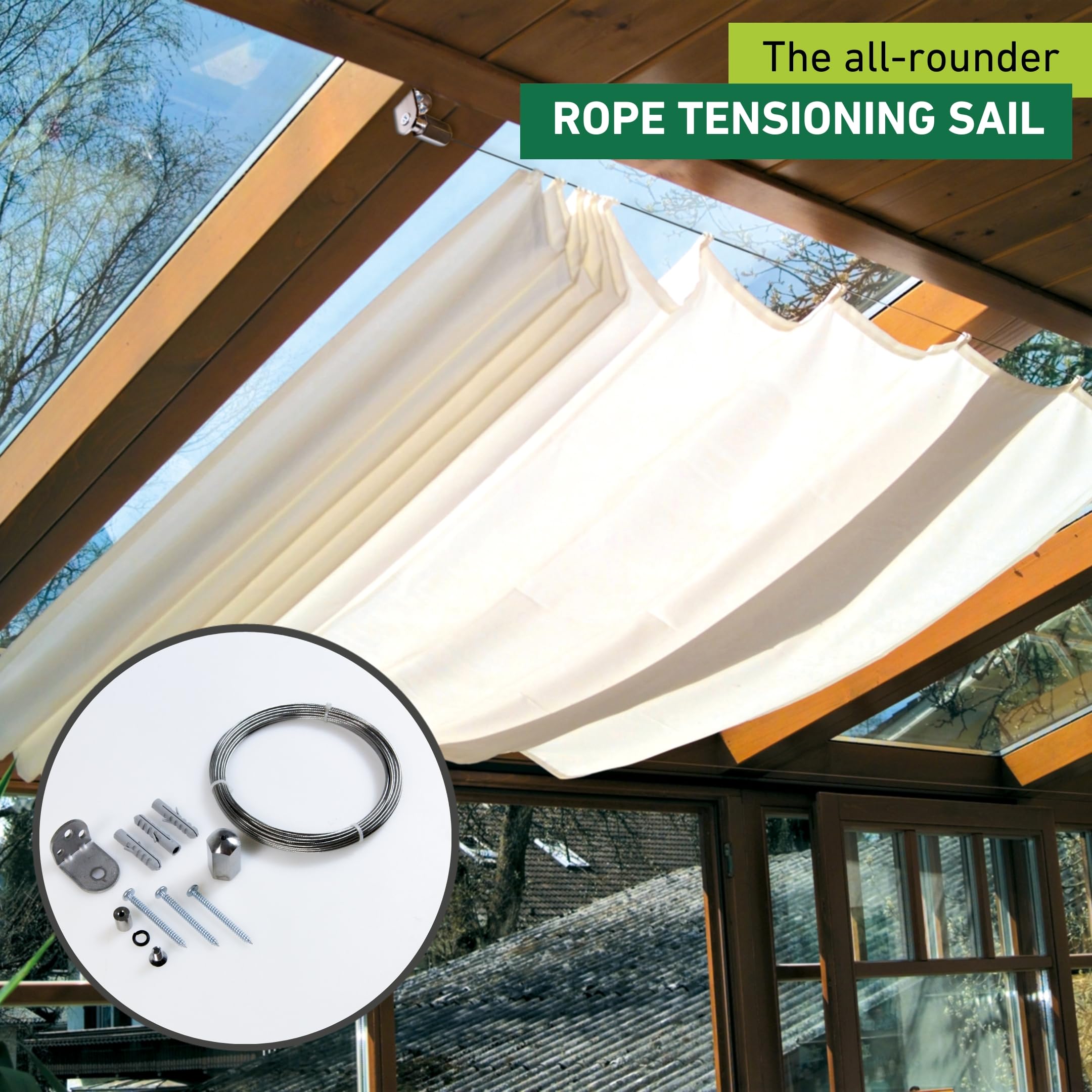 Windhager InoxLine Stainless Steel Mounting Set for Sun Sail, Rope Tension Awnings Accessories, Mounting Set for Sun Protection, 10885 Silver, 6.1 x