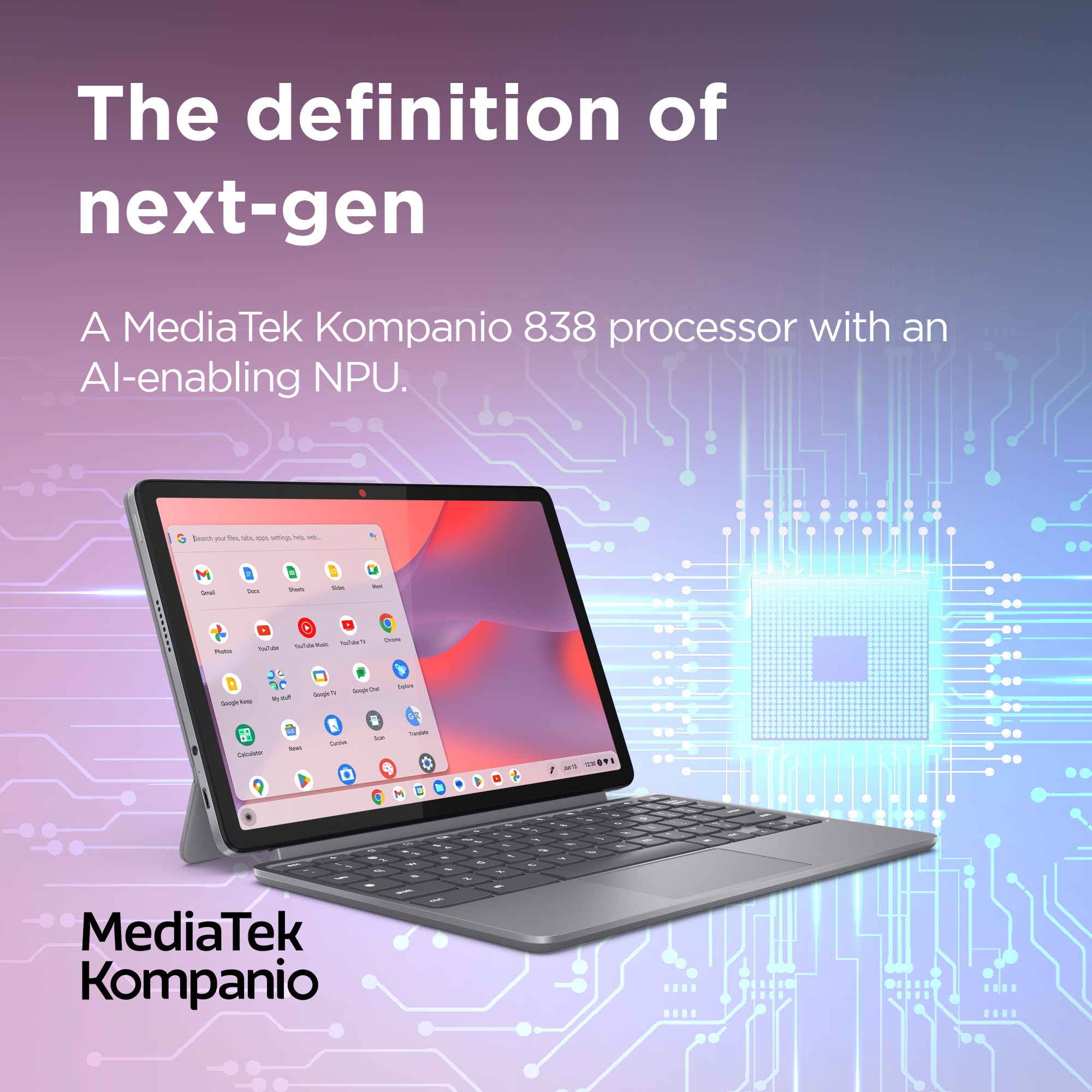 Lenovo IdeaPad Duet 3 Chromebook 10.95 Inch 2K Tablet (Qualcomm Snapdragon 7c Gen 2, Octa-core 2.55GHz, 4GB RAM, 128GB eMMC 5.1, ChromeOS) - Misty Blue