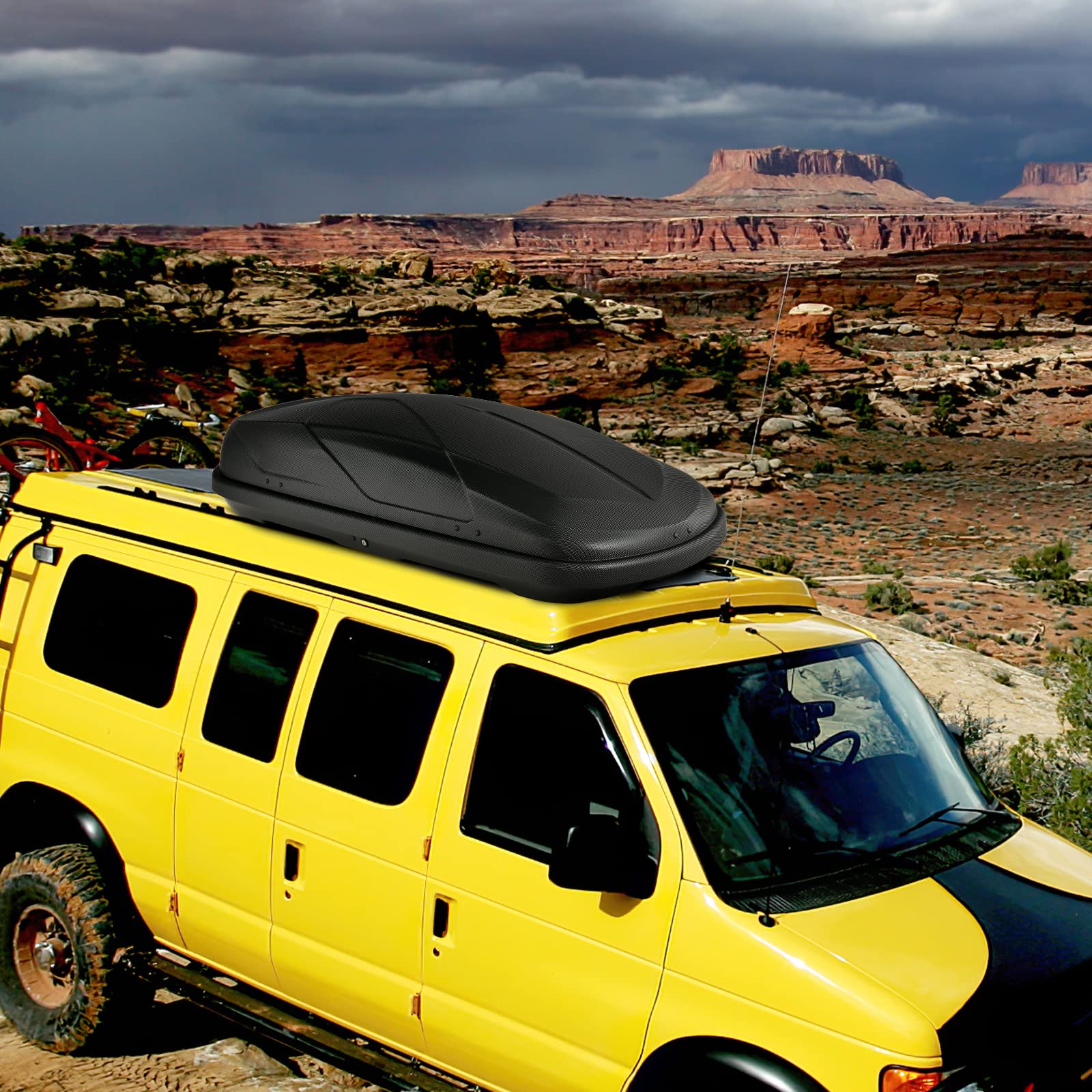 TANGZON Car Roof Box, 400L Extra-Large Car Top Roofbox with Dual Side Opening, Waterproof Hard Rooftop Cargo Carrier Storage Box for Tents Bags Luggage, Fits Most Cars (Black)