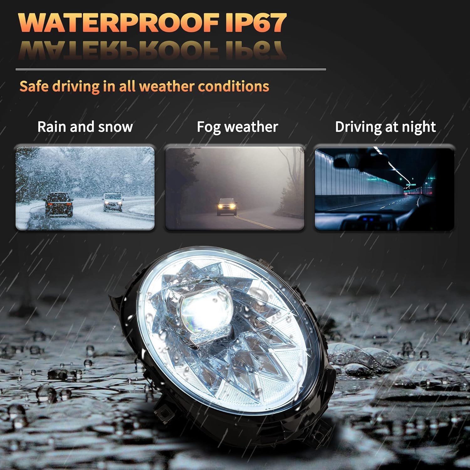 VLAND Full LED Headlight Compatible with Mini Clubman F54 & F55 F56 Hatch F57 convertible halogen 2014-2020, w/sequential indicator, Driver & Passenger Side, RHD