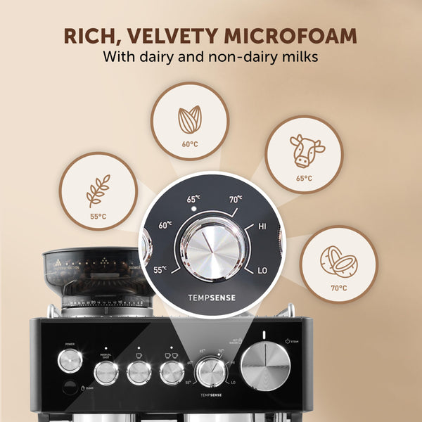 Breville Barista Max Espresso Machine | Latte & Cappuccino Coffee Maker with Integrated Bean Grinder & Steam Wand | 2.8 L Water Tank | 15 Bar Italian Pump | Stainless Steel