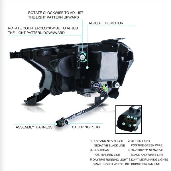 VLAND Headlight Suitable for Ranger T6 T7 T8 T8 XL XLT Wildtrak Raptor 2015-2020 with Sequential Daytime Running Light (LED Matrix, Yellow Reflector) LHD