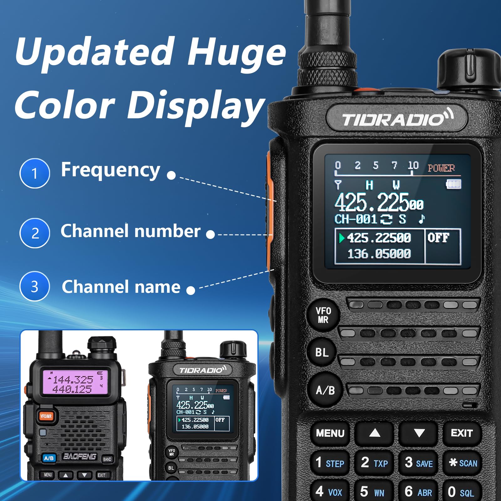 (3rd Gen) TIDRADIO TD-H8 10w Ham Radio, Wireless Programming Walkie Talkies, Airband Reception Two Way Radio,Rechargeable 2500mAh USB-C Batteries Walkie Talkies for Adults Long Range-Back,1 Pack
