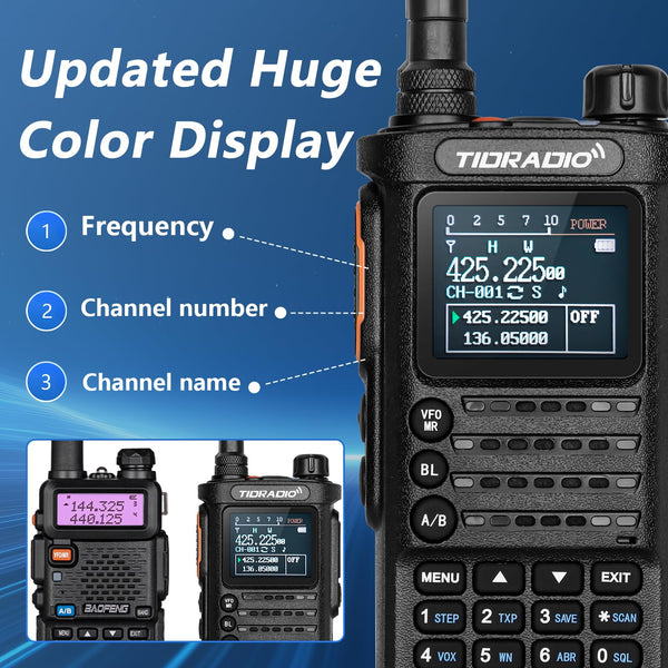 (3rd Gen) TIDRADIO TD-H8 10w Ham Radio, Wireless Programming Walkie Talkies, Airband Reception Two Way Radio,Rechargeable 2500mAh USB-C Batteries Walkie Talkies for Adults Long Range-Back,1 Pack