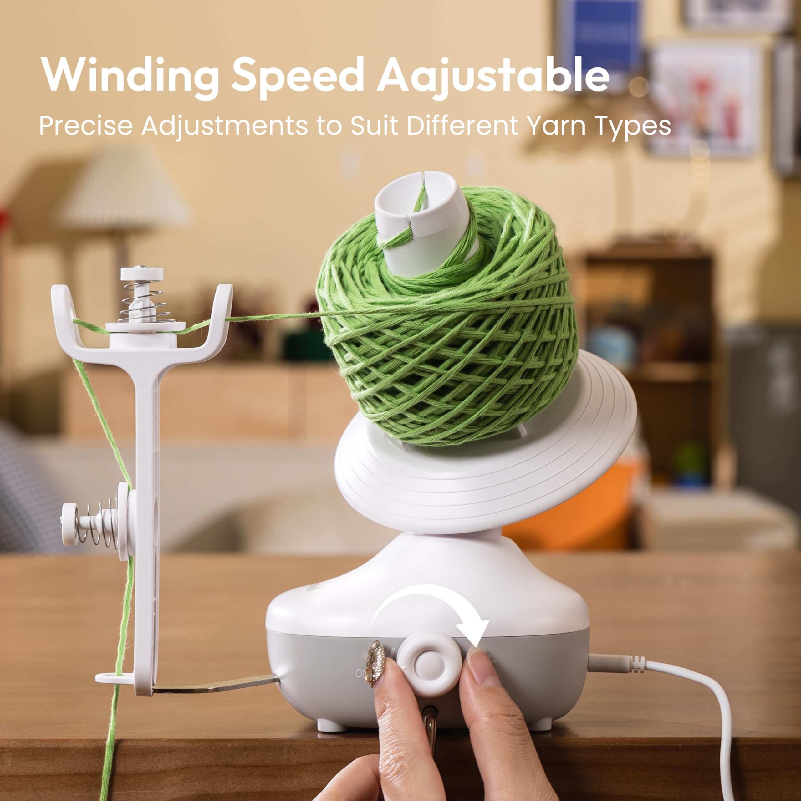 Etcokei Yarn Winder, Electric Wool Winder for Crocheting, Compact Yarn Cake Winder with Strong Tension Stepless Speed, Automatic Yarn Ball Winder Yarn
