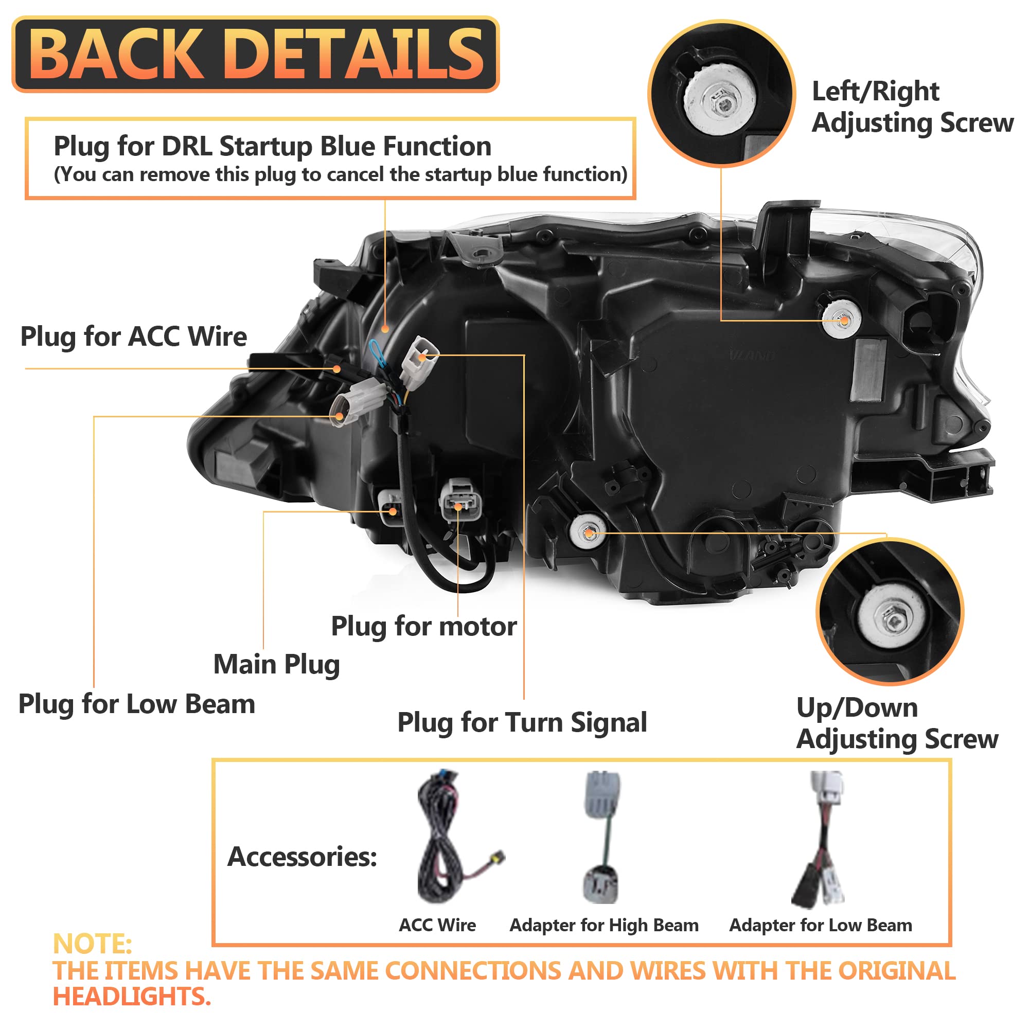 VLAND Motor LED Rear Lights compatible with RX270, RX330, RX350 F Sport, RX400h, RX450h, RX450hl 2010-2015, w/Amber Sequential Indicator, Driver & Passenger Side - Clear