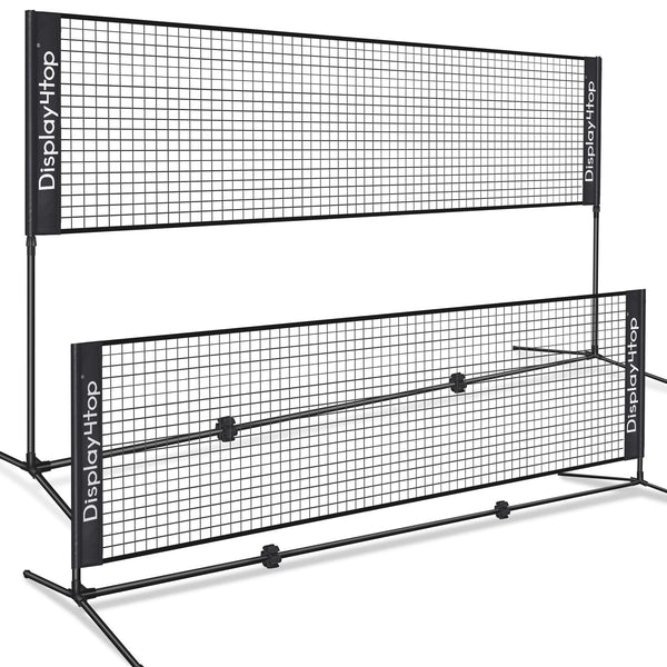 display4top Adjustable Foldable Portable Badminton Net Set - Net for Tennis, Pickleball, Kids Volleyball - Easy Setup Nylon Sports Net with Poles -