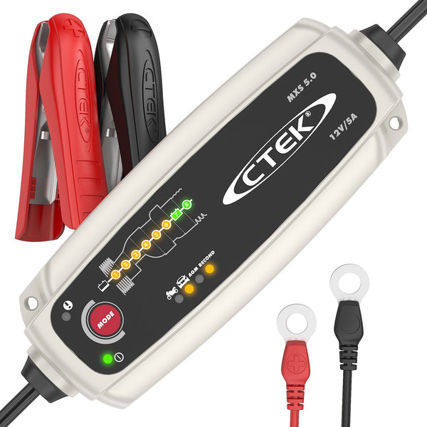 CTEK MXS 5.0 Battery Charger with Automatic Temperature Compensation, Black